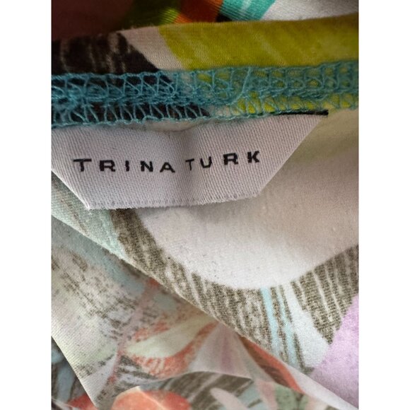 Trina Turk Womens Multicolor Floral Blouse With Elastic Waist & Bishop Sleeves - Picture 6 of 16